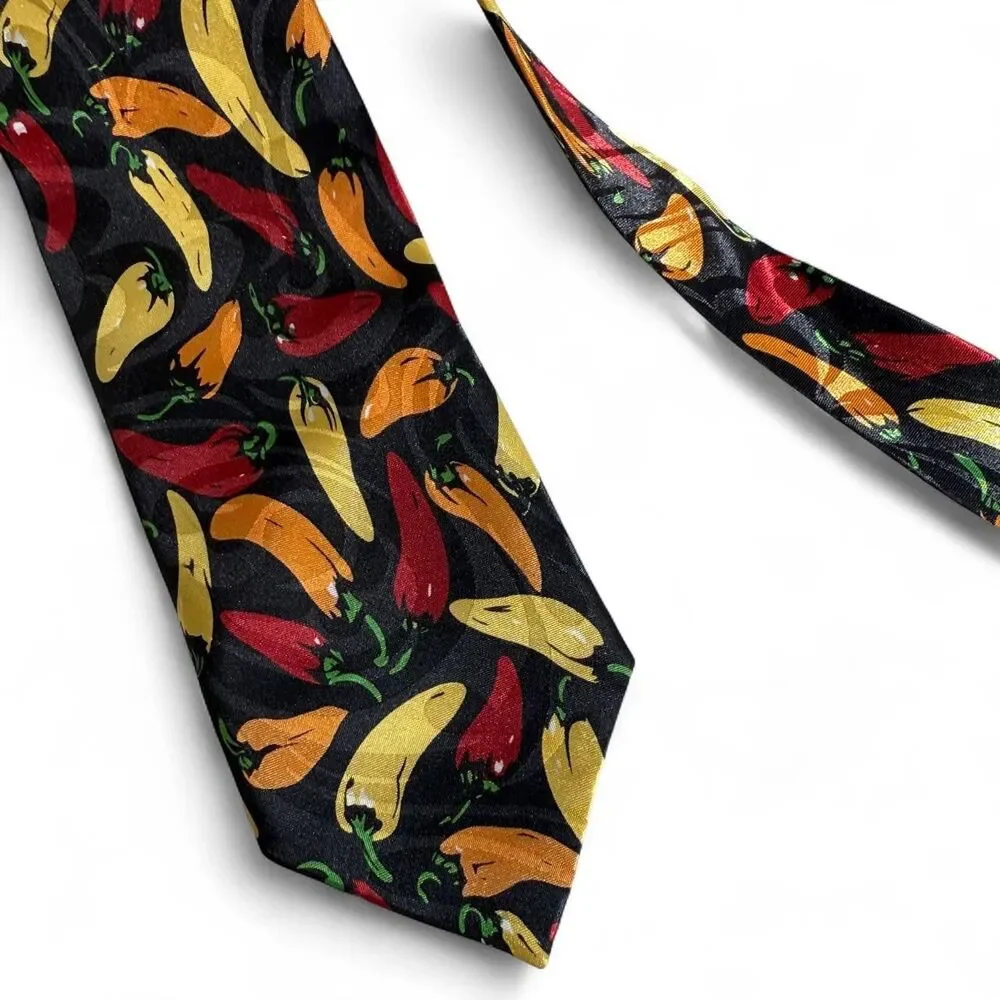 Beverly Hills Polo Club Black Chili Pepper Novelty Tie Like New